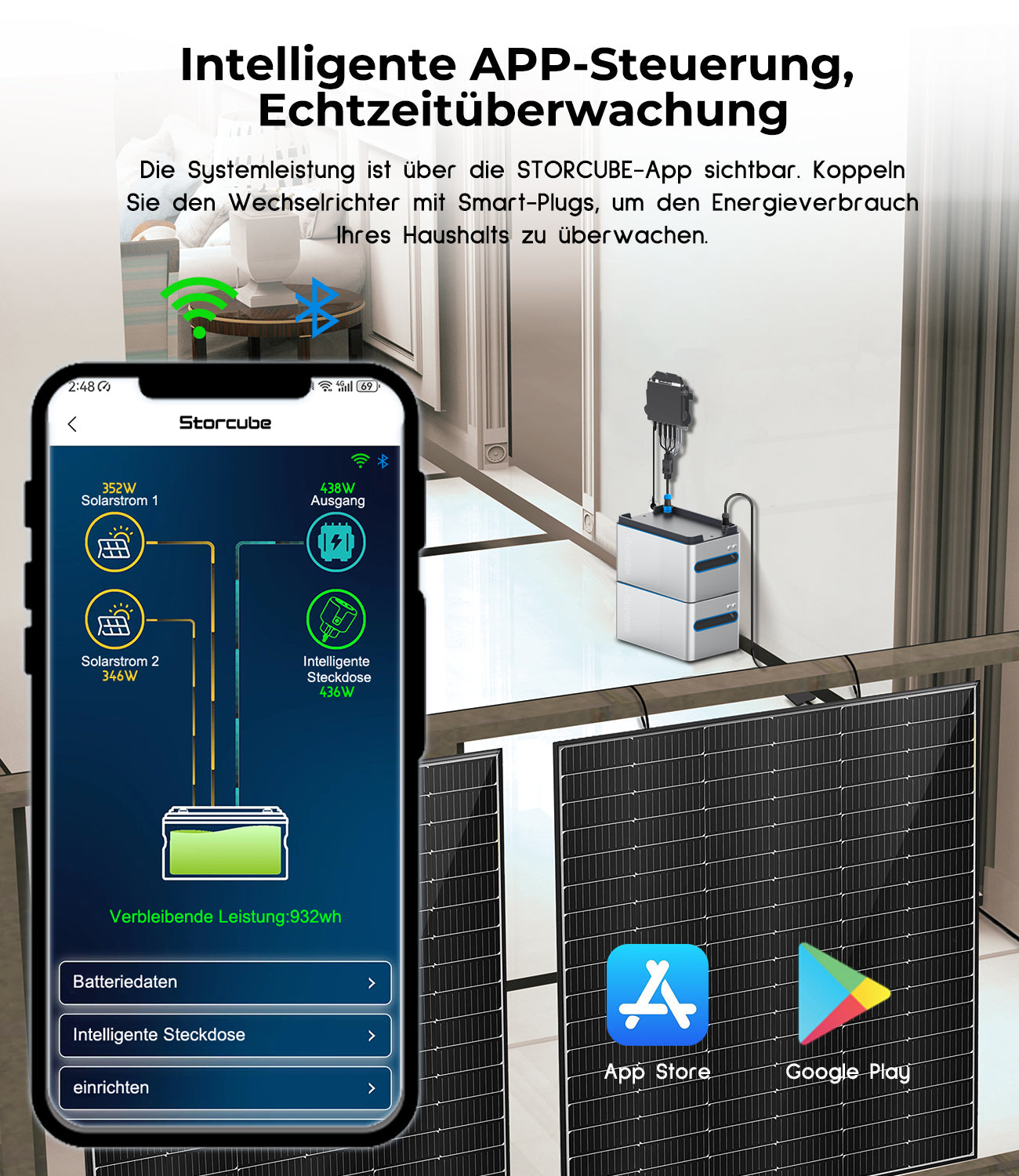 Storcube S1000 Pro Solar Speicherbatterie für Balkonkraftwerk-2048Wh