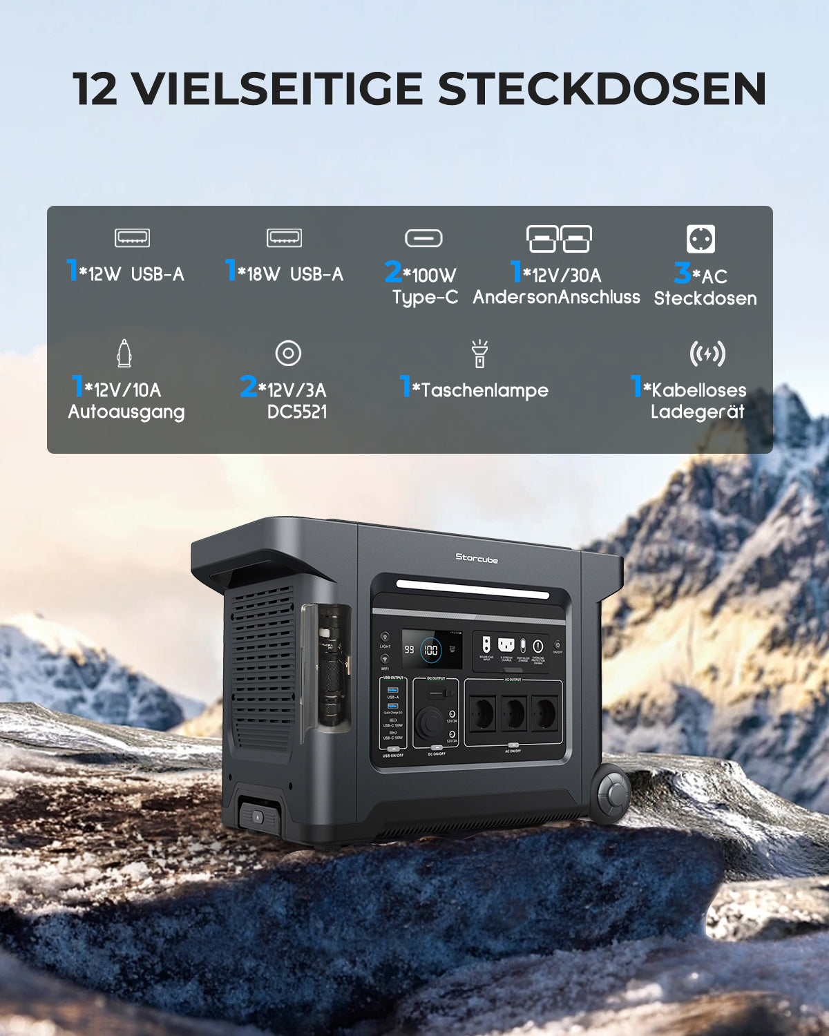 Storcube S2500 Die tragbarste 3.300W Heimbatterie