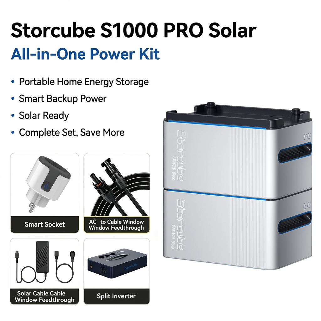Storcube S1000 Pro Solar Speicherbatterie für Balkonkraftwerk-2048Wh